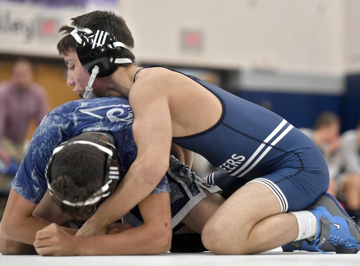 Philipsburg-Osceola’s Gabe Dunkelberger earned his fifth major decision this week when he topped Penns Valley’s Malachi Thompson (not pictured) 13-2 on Tuesday.