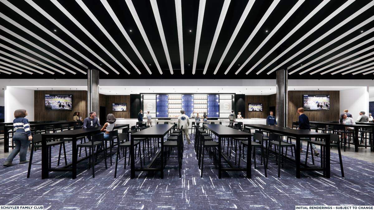 A rendering of the Schuyler Family Club as part of Beaver Stadium’s nearly $700 million renovation.