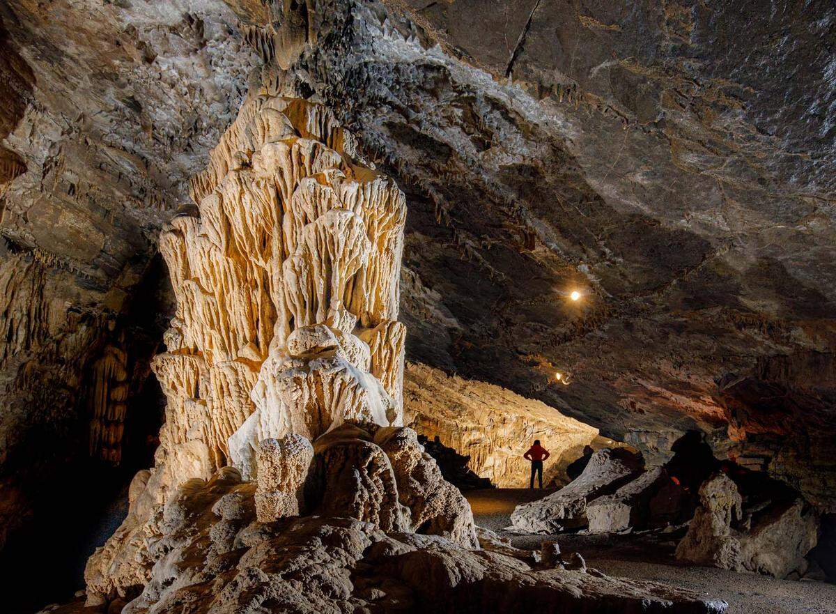 A closer look at Woodward Cave’s famous 14-foot stalagmite, also known as the “Tower of Babel,” which is the largest in Pennsylvania. Woodward Cave was named Happy Valley’s “Tourist Attraction of the Year” on Wednesday during the Fourth Annual Happy Valley Hospitality Awards & Gala hosted by the Happy Valley Adventure Bureau.