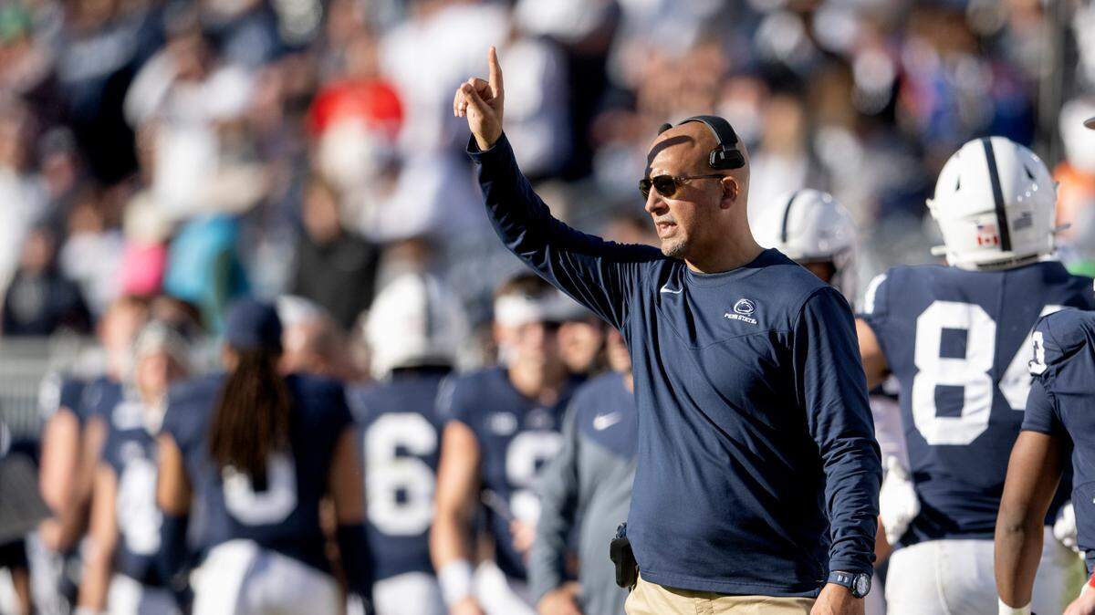 Penn State football coach James Franklin motions to his players in the fourth quarter of the loss to Ohio State on Saturday, Oct. 29, 2022.