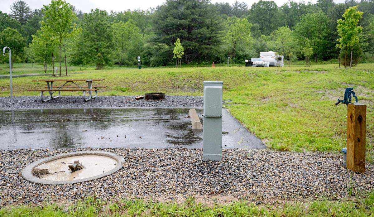 One of the new pet-friendly, full-service RV sites on the White Pine camping loop at Bald Eagle State Park on Wednesday, May 21, 2025.