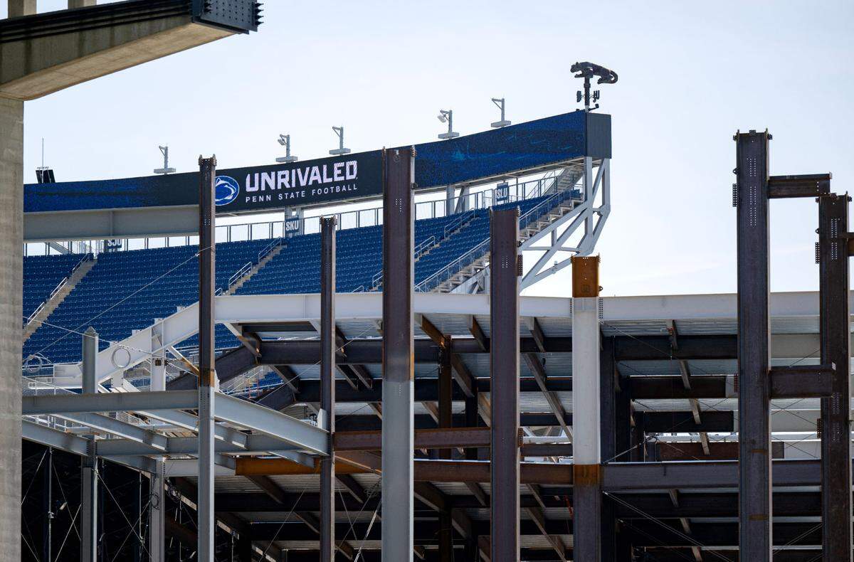 Construction on the west side of Beaver Stadium on Wednesday, April 23, 2025.