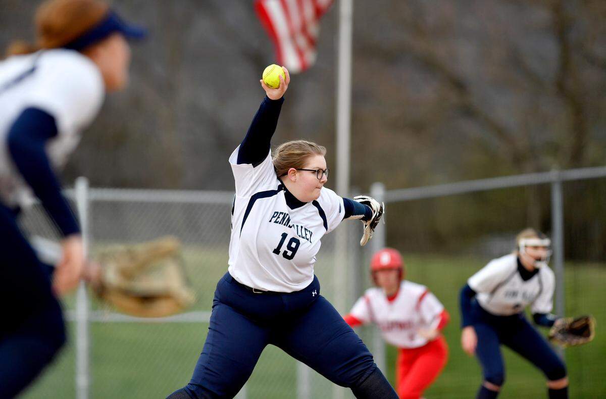 Penns Valley’s Haylee Davis pitches during the game against Bellefonte on April 4.