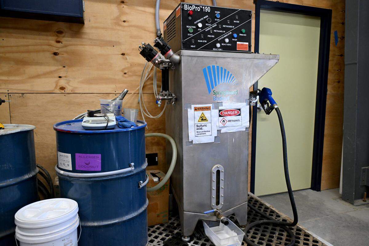 A biodiesel processor in the forestry building on Thursday, Feb. 26, 2026. 
