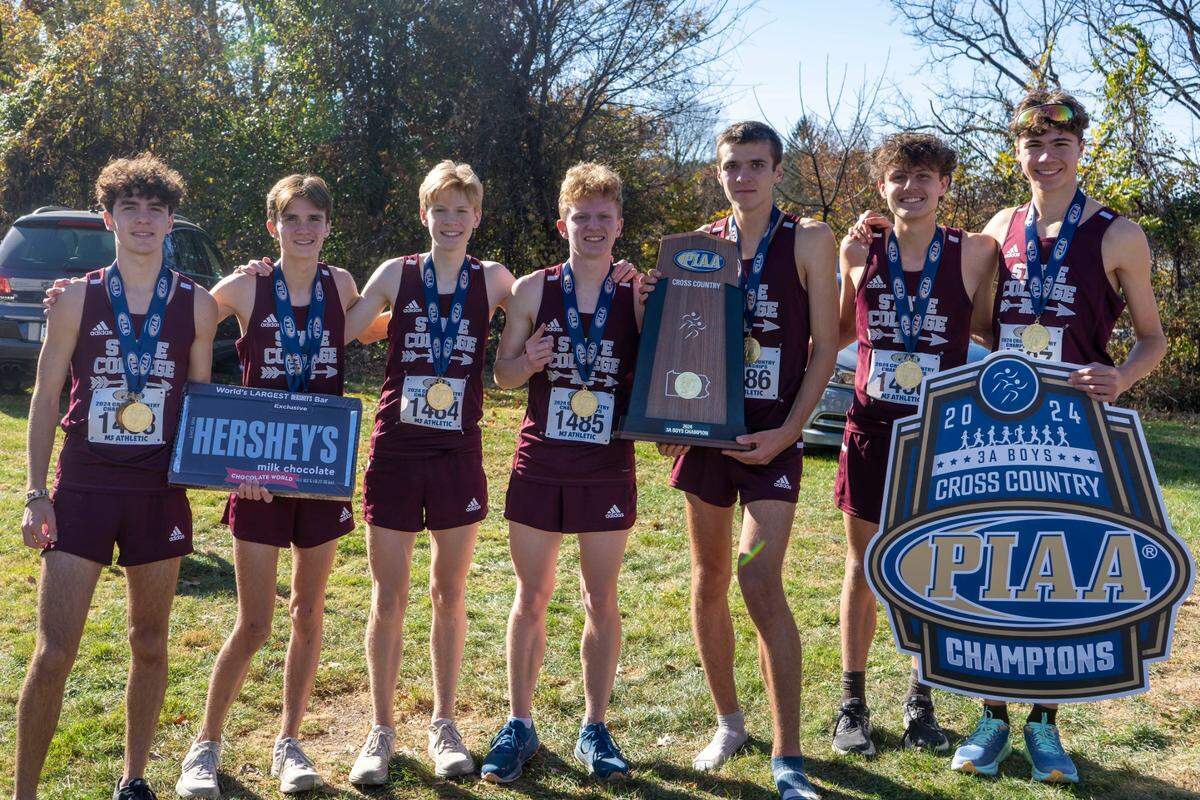State College’s boys cross country team won the PIAA Class 3A State Boys Championship held at Hershey on Saturday, Nov. 2, 2024.
