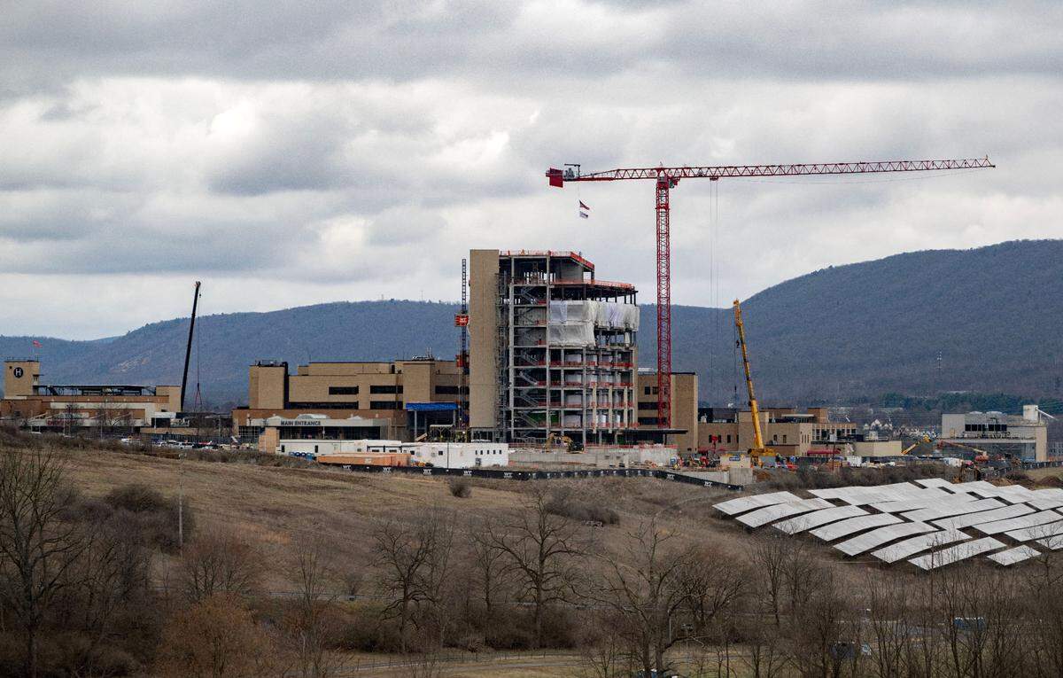 A view of the construction on the Mount Nittany Health Patient Tower on Thursday, Dec. 19, 2024.