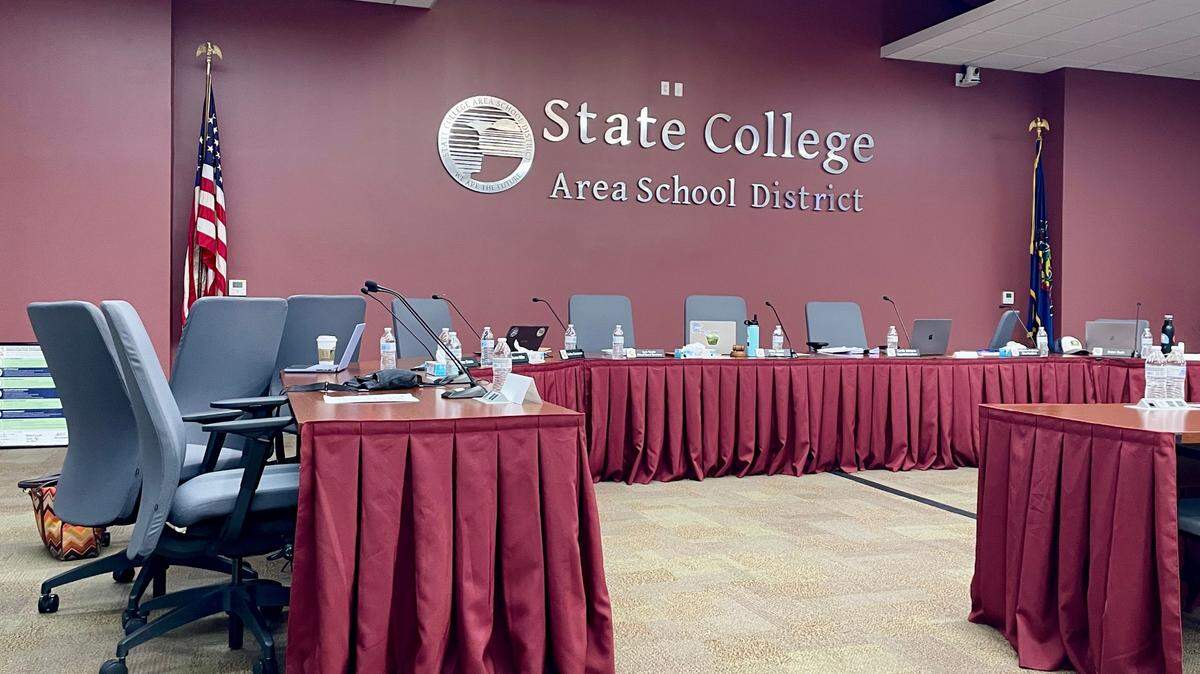 The State College Area School District Board of Directors meets in this board room at the Panorama Village Administration Building.