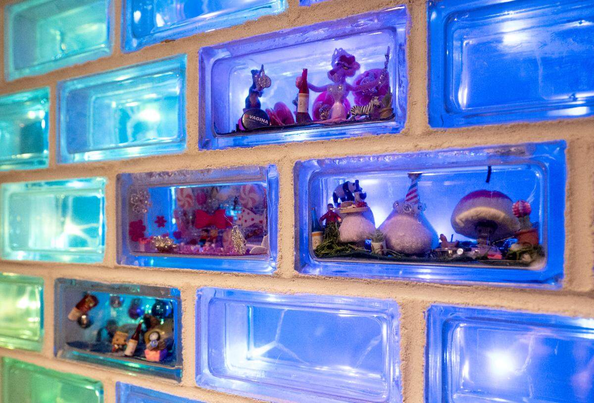 There are small details all around The Hideaway, like dioramas in the bricks.