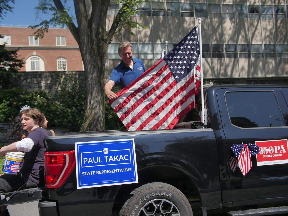 State Rep. Paul Takac, D-College Township, joined in on the 4th Fest fun during the parade on July 4, 2025.