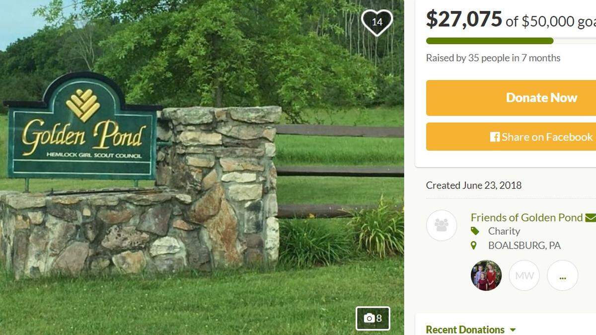 A GoFundMe campaign has raised more than $27,000 toward an effort to buy back Camp Golden Pond, which had been used for decades by the Girl Scouts.