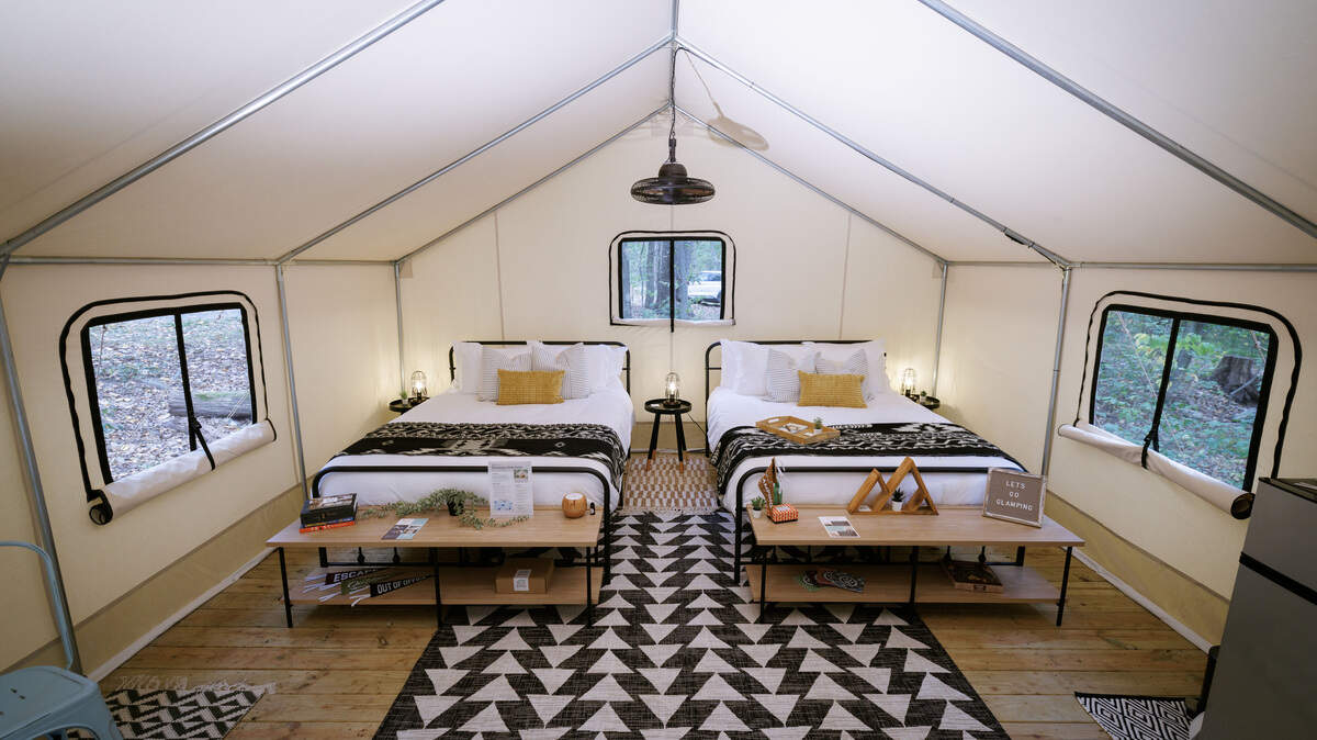 The Pennsylvania Department of Conservation and Natural Resources (DCNR) announced Tuesday that it partnered with Timberline Glamping Company to add 61 glamping sites across eight state parks throughout the Commonwealth, including in Centre County’s own Poe Valley. Online reservations are now open for Spring 2026. The tent in the photo was shown during a press conference at French Creek State Park and was there to show onlookers what the interior of a typical glamping tent looks like.