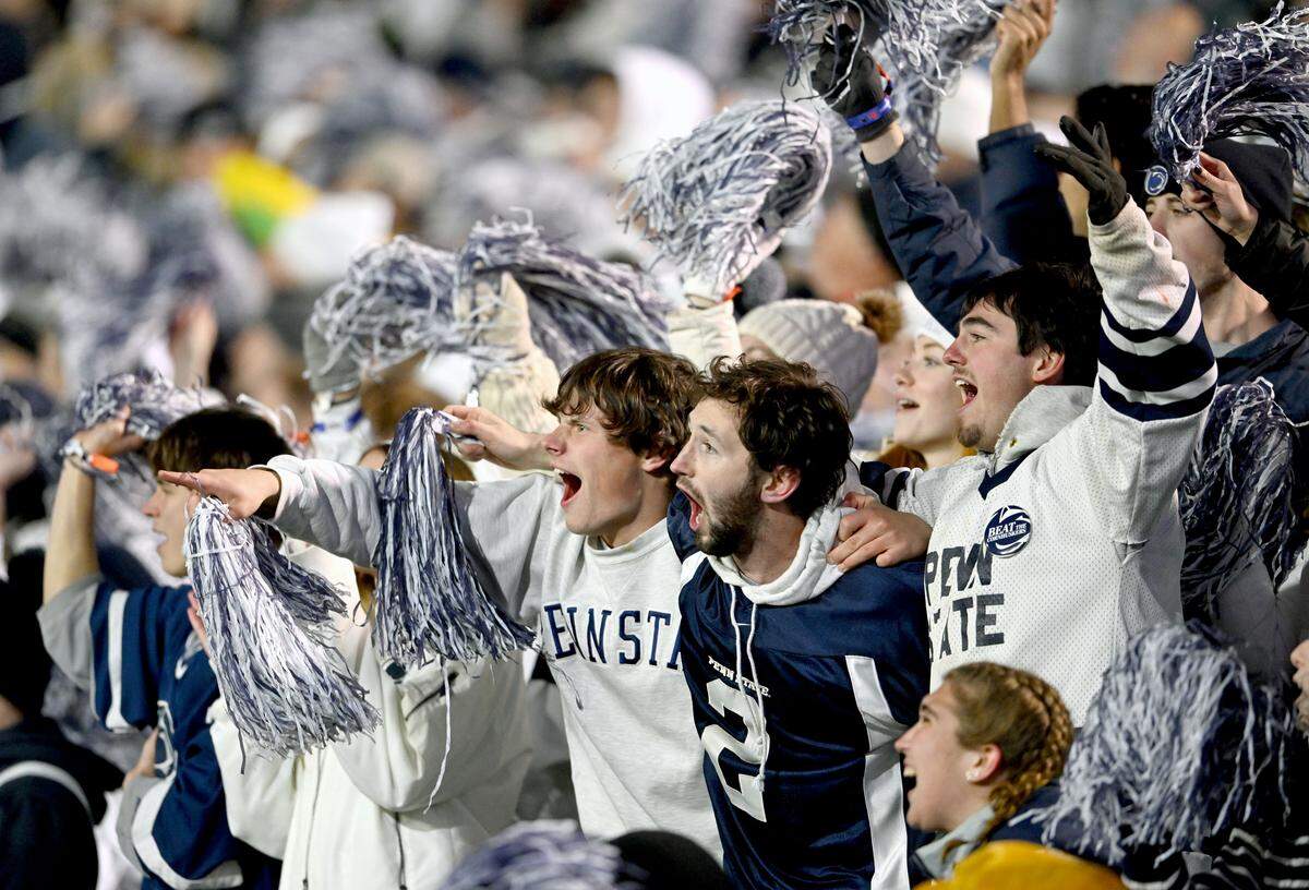 Penn State fans celebrate a play during the game against Nebraska on Saturday, Nov. 22, 2025 at Beaver Stadium.  
