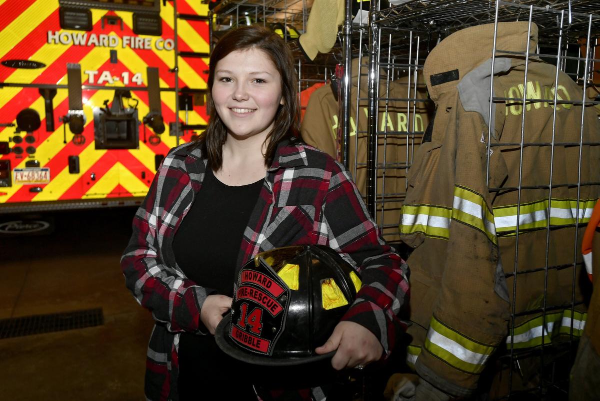 Samantha Gribble, 18, is a volunteer at the Howard Fire Department.