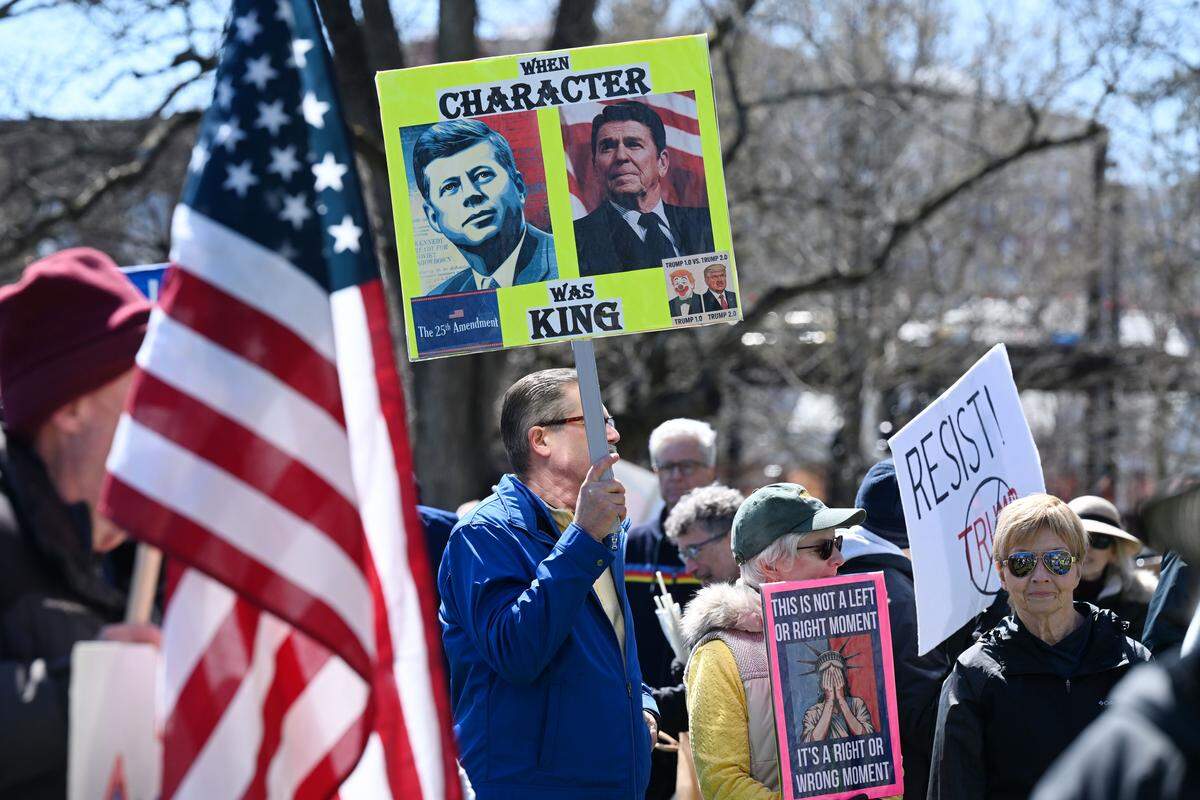 Thousands of people gathered on Old Main lawn for the No Kings anti-Trump rally on Saturday.