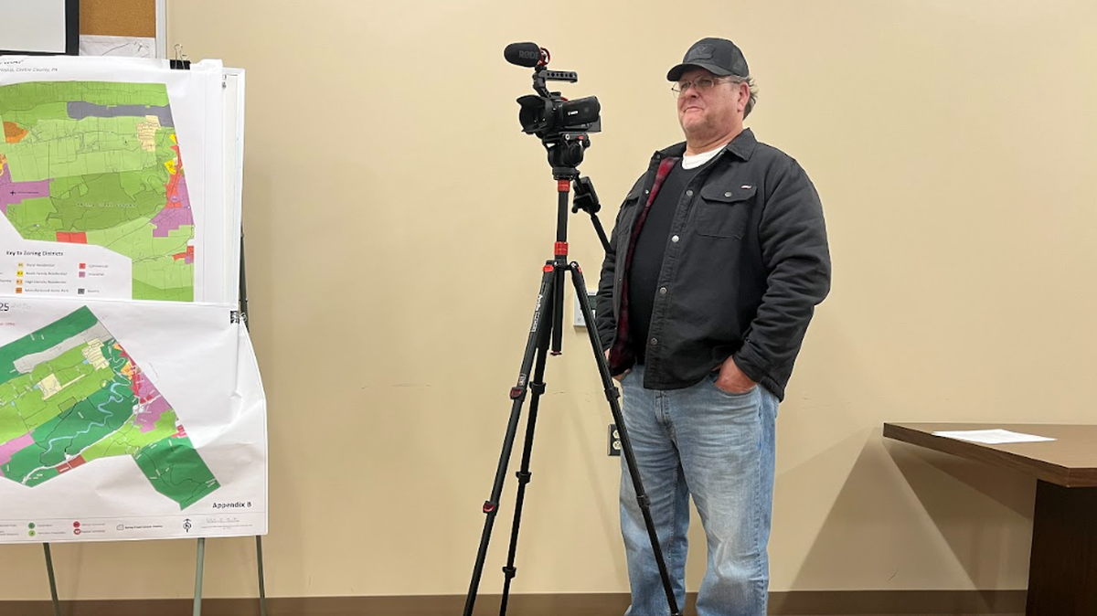 Constable Ernie Jenkins recording Benner Township’s meeting on Monday, Jan. 5.