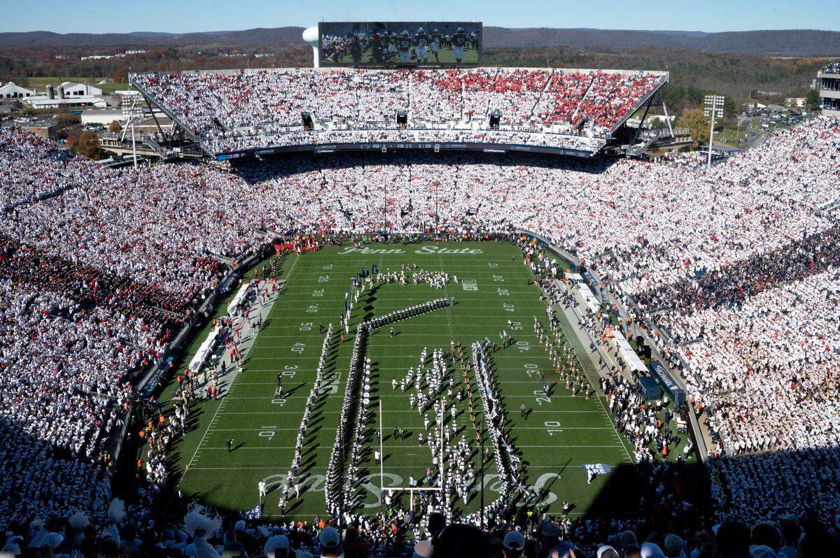 A crowd of fans assemble in Beaver Stadium for a Penn State football game against Ohio State on Saturday, Nov. 2, 2024. A record-setting 111,030 fans were in attendance.