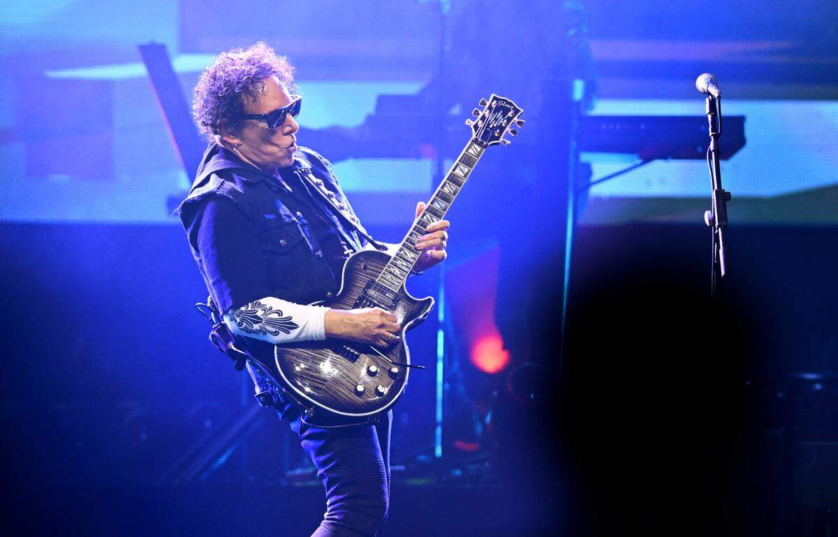 Journey lead guitarist Neal Schon during their performance at the Bryce Jordan Center as part of their Final Frontier Tour on Wednesday, May 27, 2026.  