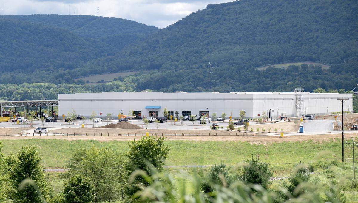 Construction continues at the warehouse on Penntech Drive on Tuesday, Aug. 26, 2025.  