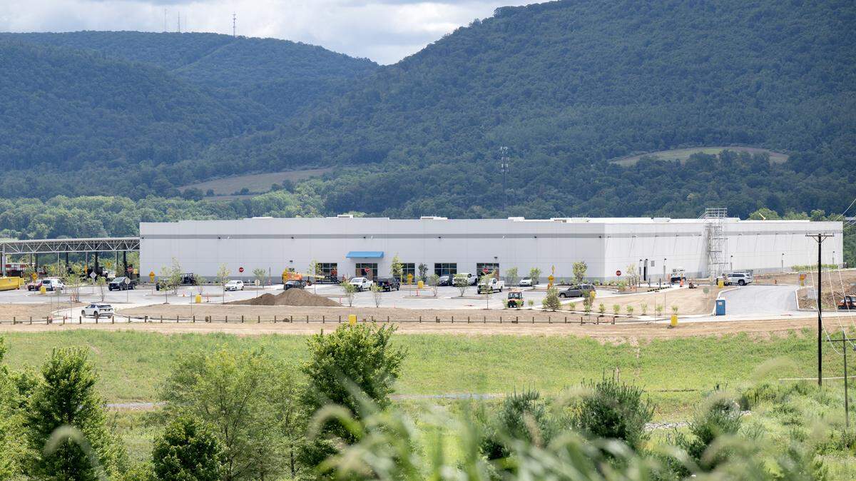 Construction continues at the warehouse on Penntech Drive on Tuesday, Aug. 26, 2025.  