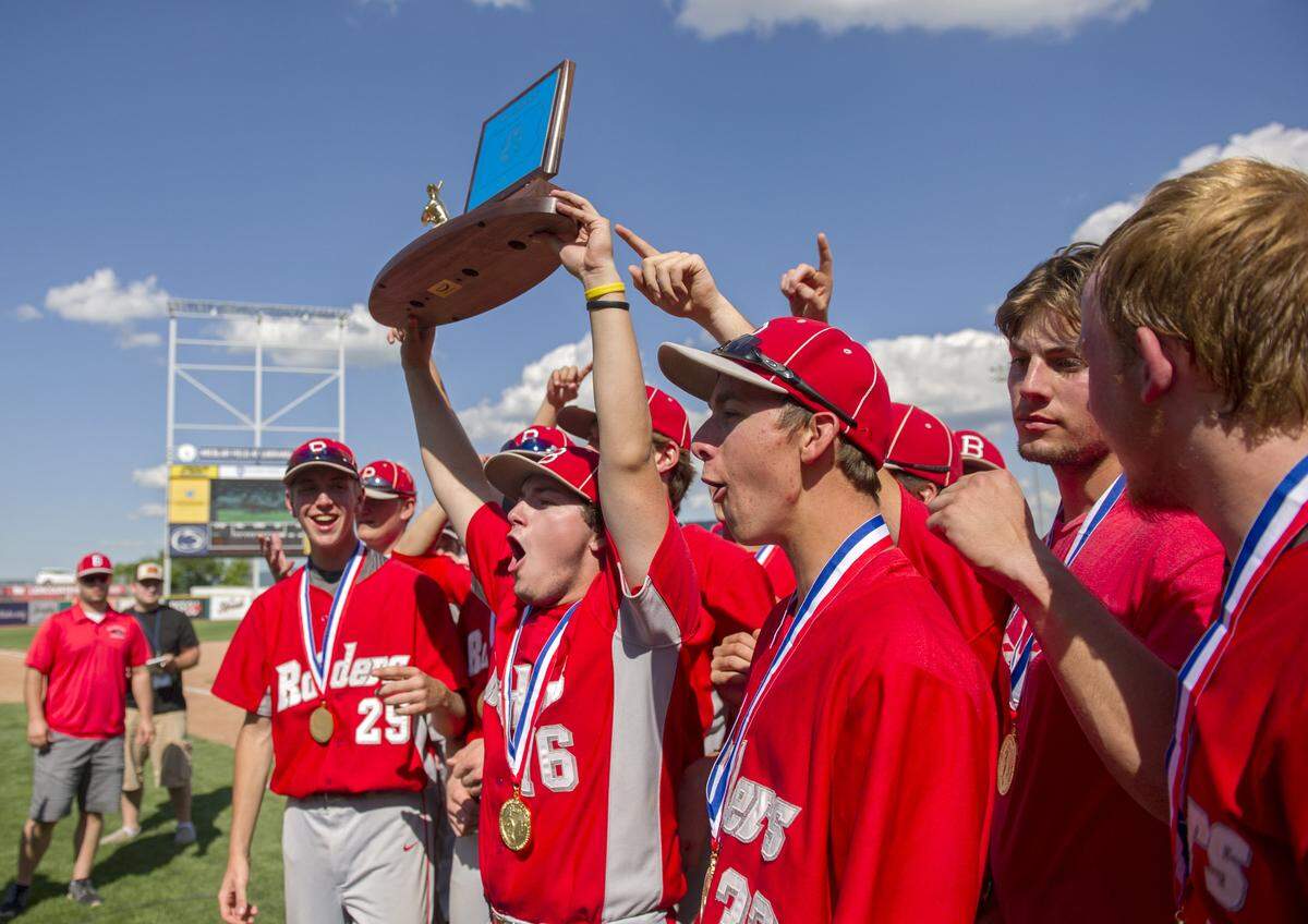 Bellefonte baseball celebrates their 2-0 win over Susquehanna Township in the PIAA class AAA State Championship on Friday, June 17, 2016 at Medlar Field. 