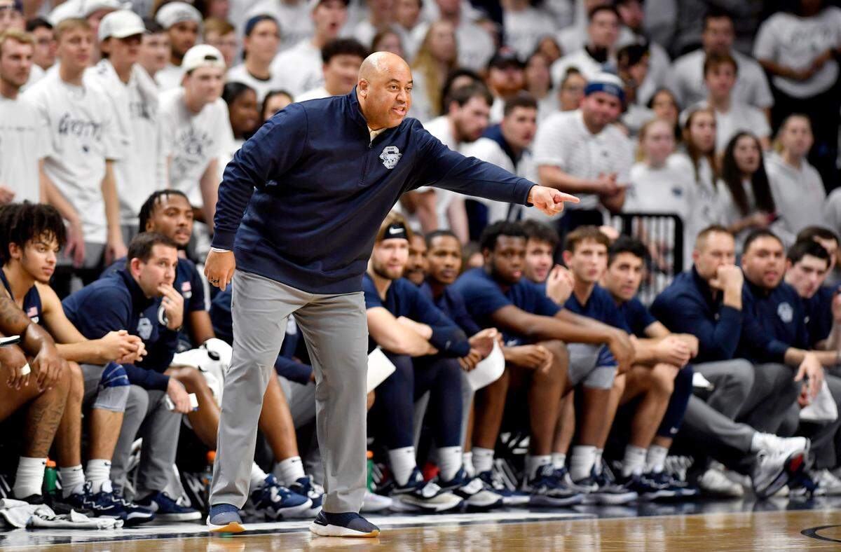Penn State men’s basketball coach Micah Shrewsberry yells to his players during the game against Michigan State on Wednesday, Dec. 7, 2022.