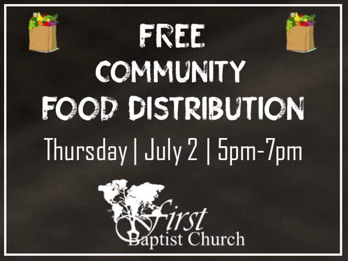 First Baptist Church in Bellefonte will hold a community food distribution on Thursday.