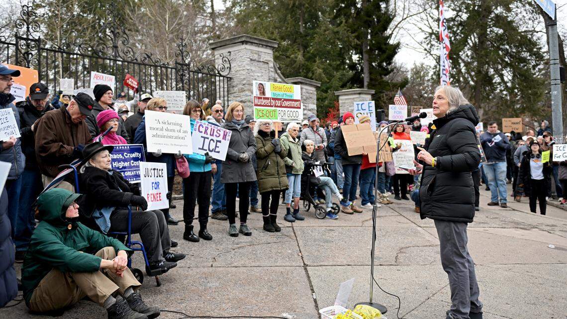 More than 200 gather in State College to protest ICE after killing of Renee Good