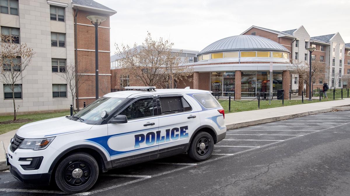 A Penn State police car is parked outside of Redifer Commons on Thursday, Dec. 13, 2018. Penn State police investigated threats that were determined to be part of a nationwide hoax.