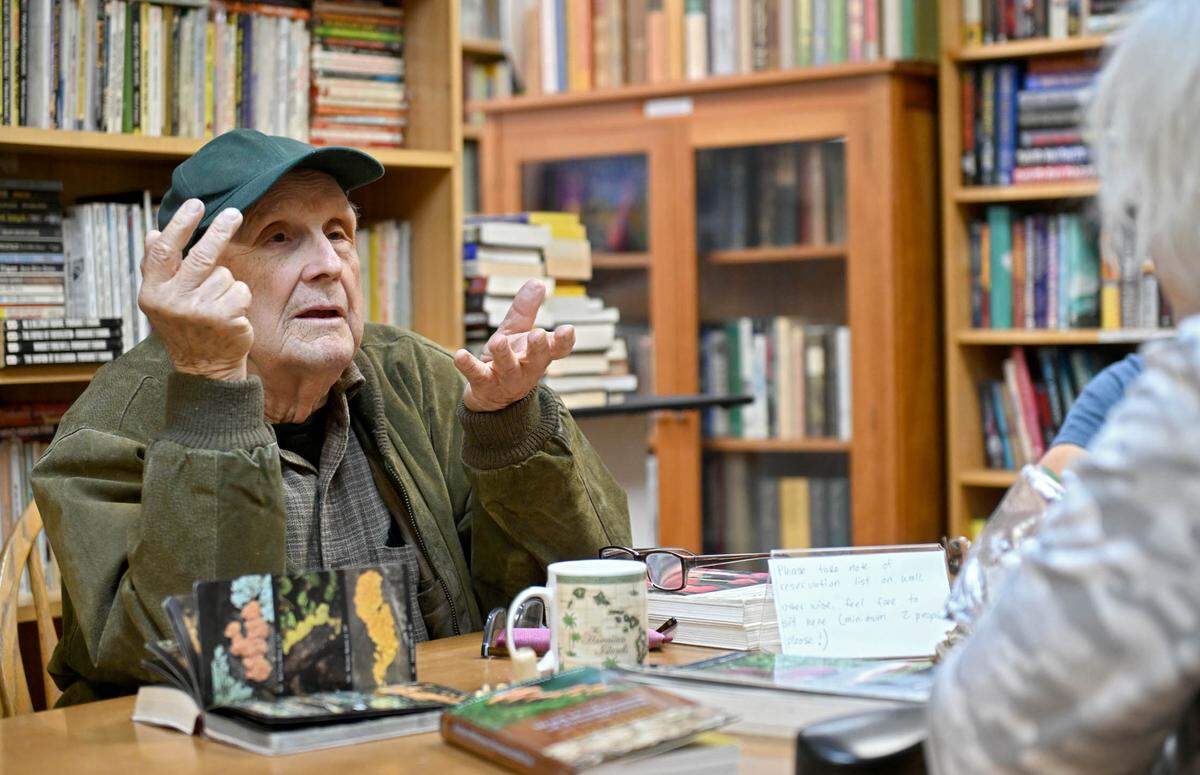 Bill Russell talks about mushrooms at Webster’s Bookstore Cafe on Monday, Sept. 9, 2024.