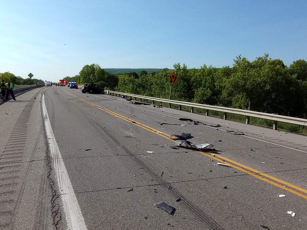 A section of U.S. Route 322 in Harris Township was closed Tuesday afternoon after a crash involving a tractor-trailer and Jeep.