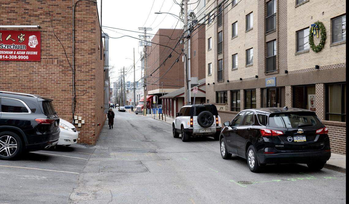 Calder Way between Fraser Street and Burrowes Stree in State College on Friday, Jan. 16, 2026. This section is part of the Calder Way improvement project phase 2. 