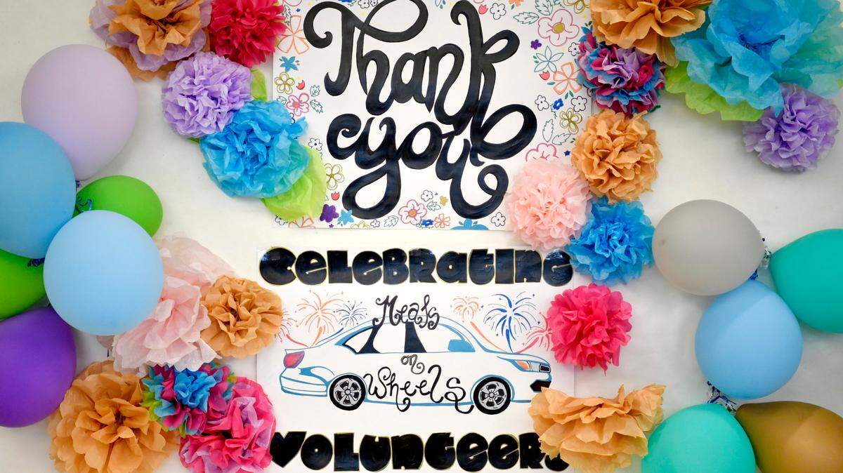 A wall thanking the volunteers of State College Meals on Wheels is pictured in the Grace Lutheran Church in May 2021.