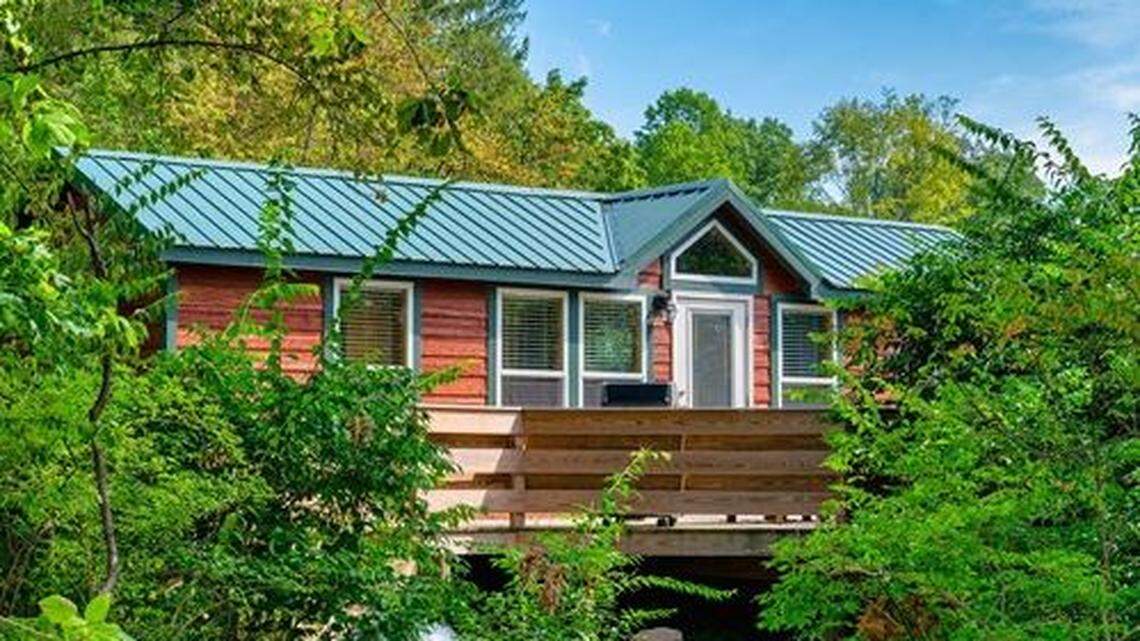 A deluxe cabin is one of three cabin types available for rent at Bellefonte KOA’s campgrounds.