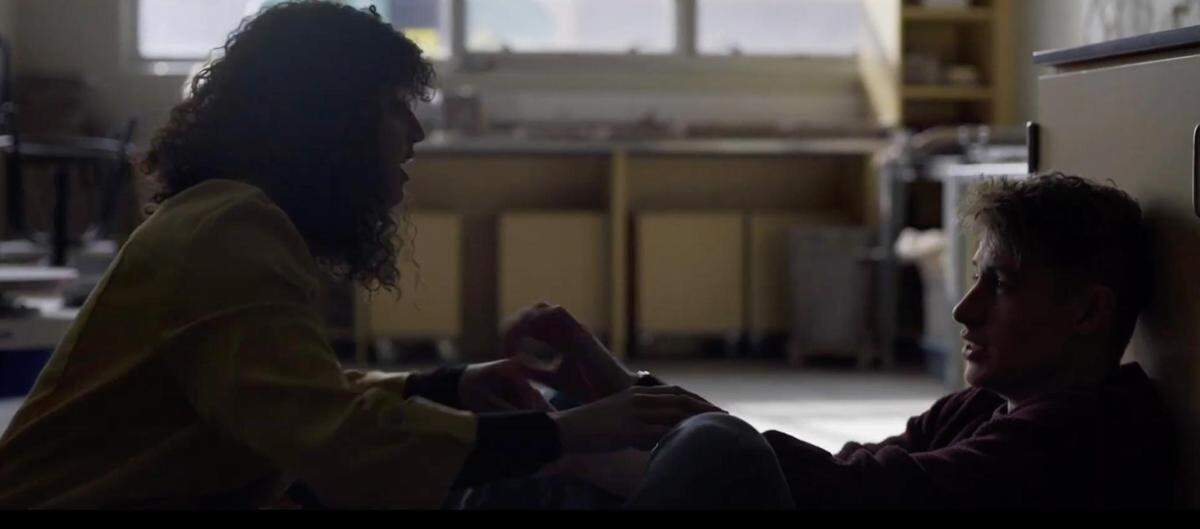 Actors Kyra-Nicole Barkley and Mason Hartley in a shot from the film “The Fallen.”