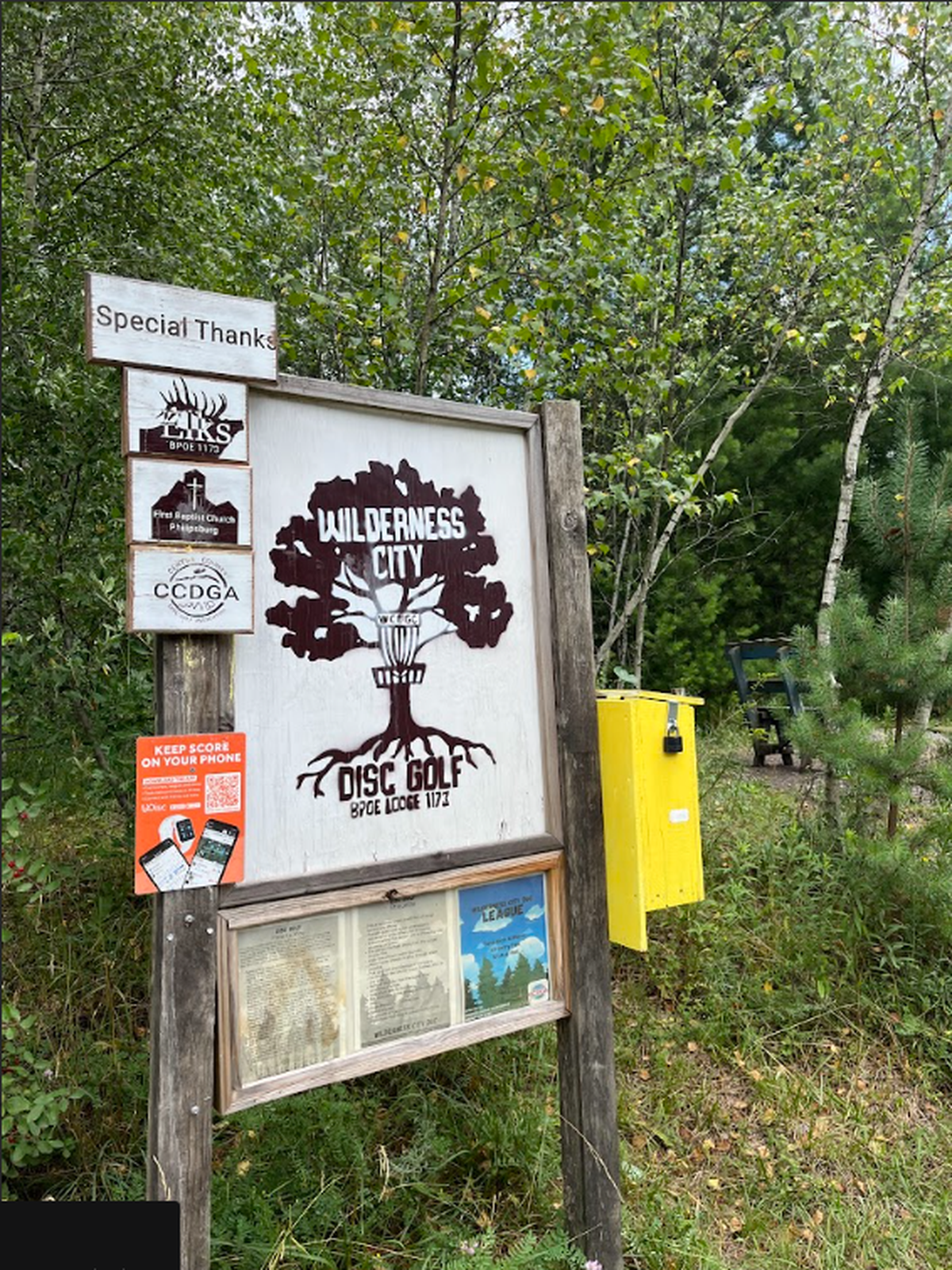 The Wilderness City Disc Golf Course is located at 1934 Black Moshannon Road in Rush Township near Philipsburg Borough.