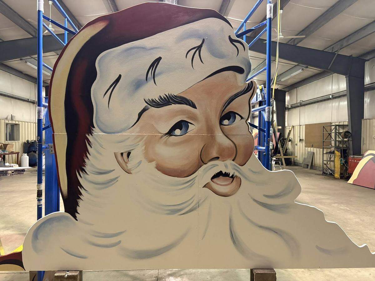 The head of Philipsburg’s iconic Santa Claus display, which was rebuilt following a collapse last winter. 