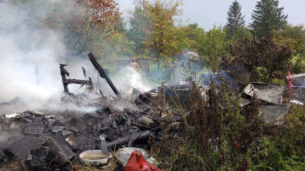 Crews were called to a shed in Potter Township on Monday, Aug. 7, 2023, for a fire reportedly caused by a lightning strike. The shed was destroyed by the blaze.