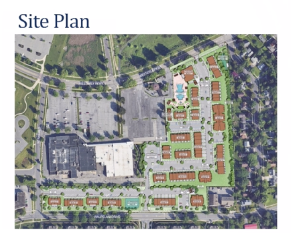 A rendering of the site plan for the proposed student housing development, The Retreat at Westerly Parkway, at 560 Westerly Parkway, State College.