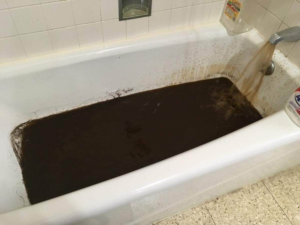 Clarence resident Stephen Murnyack’s bathtub, pictured here on Feb. 15, after a leak was identified on his water service line, forcing the authority to shut off the water to fix it.