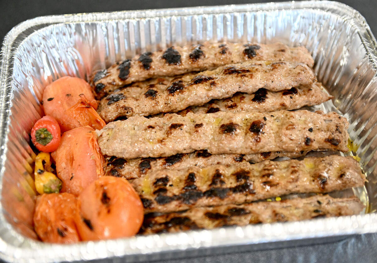 Kubideh Kebabs from Fatema’s Kitchen at C3 Cafe on Monday, Jan. 27, 2025. The ground meat kebab is served with saffron rice.