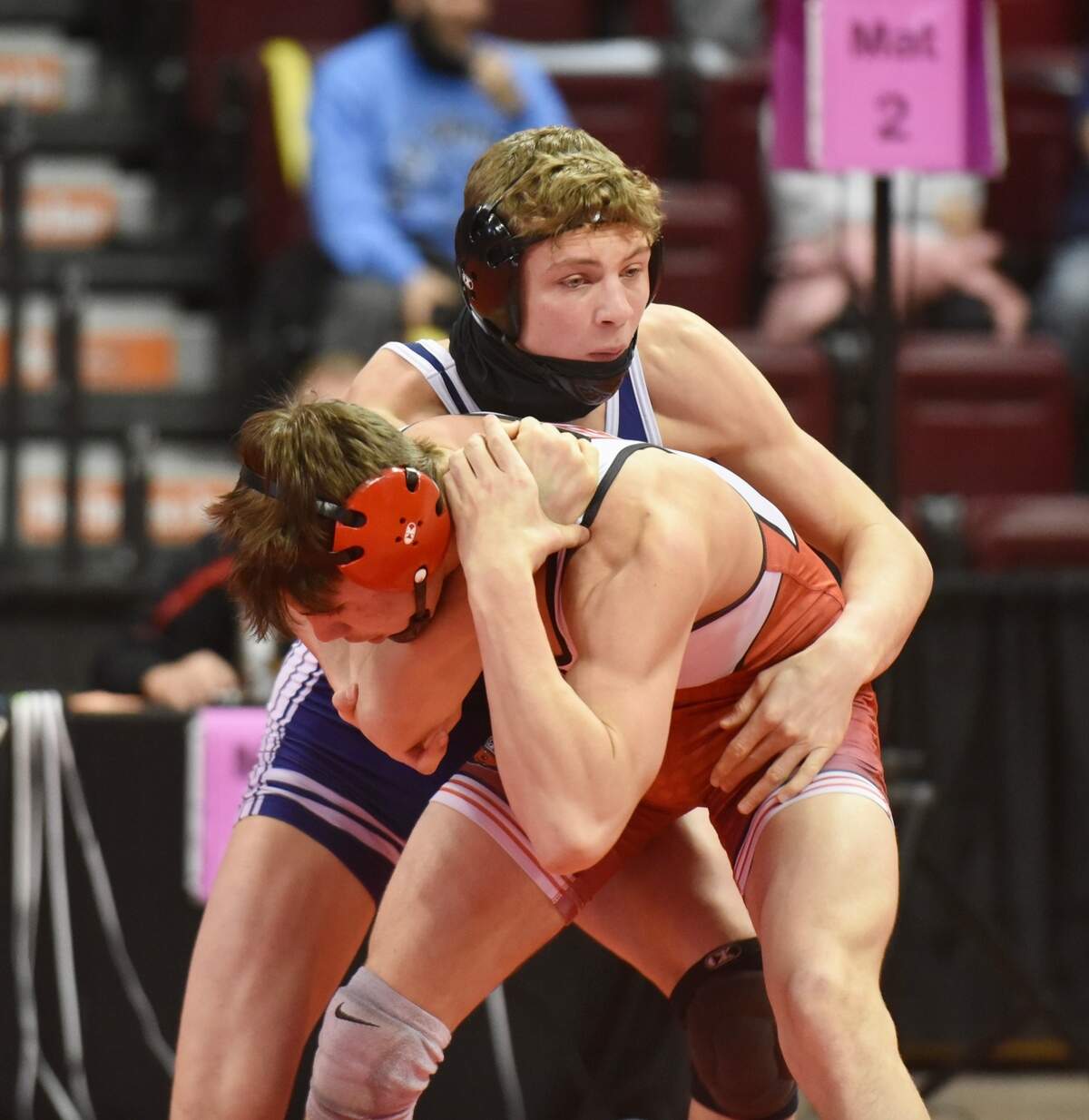 Penns Valley’s Malachi Duvall was defeated 9-4 by Rune Lawrence of Frazier in the 172-pound finals of the PIAA West Class 2A Super Regional on Saturday, March 6, 2021, at the Kovalchick Convention and Athletic Complex at Indiana University of Pennsylvania.