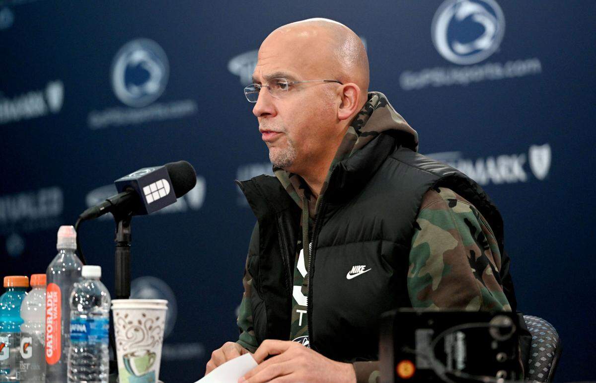 Penn State football coach James Franklin speaks during his weekly press conference on Monday.