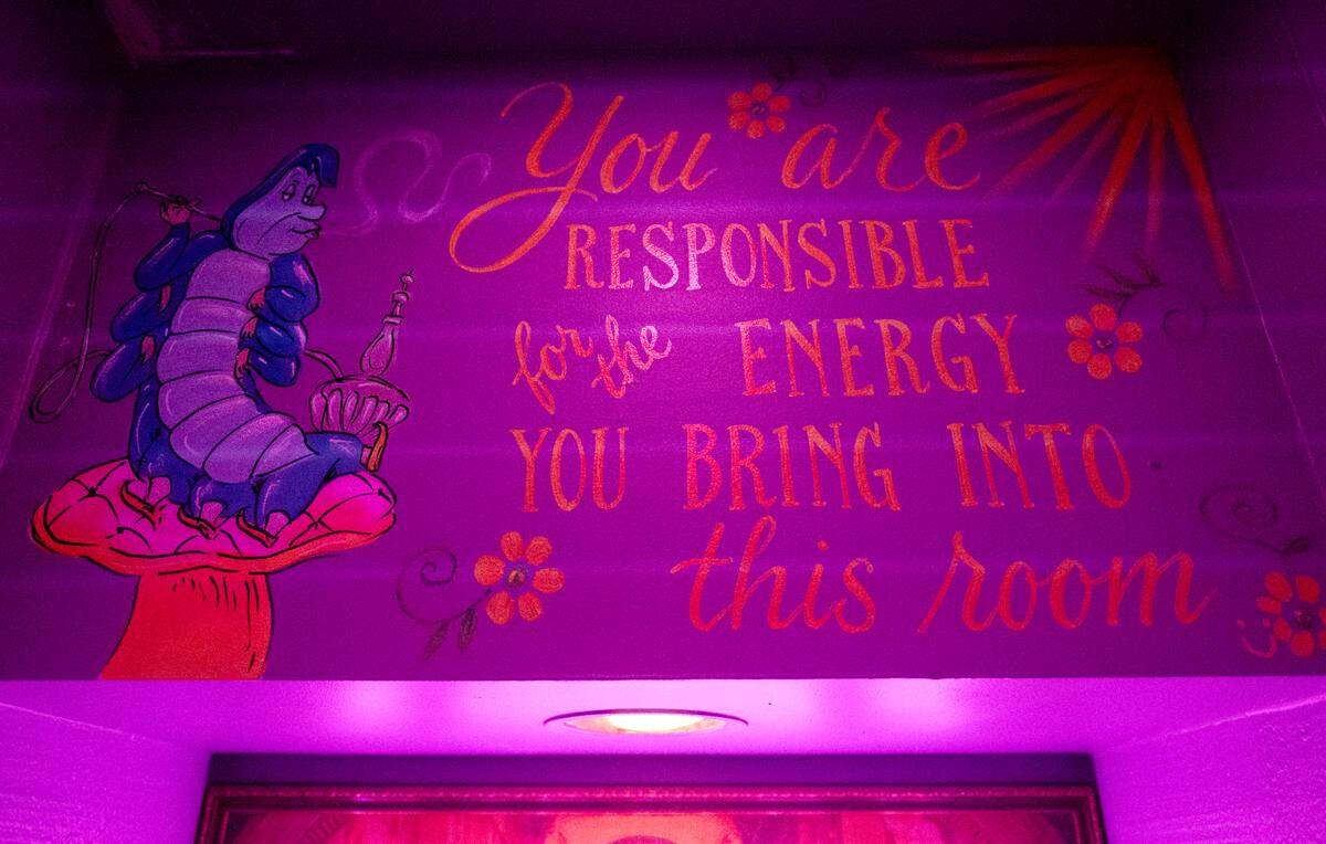Murals and quotes greeted visitors to The Hideaway from the College Avenue entrance. 