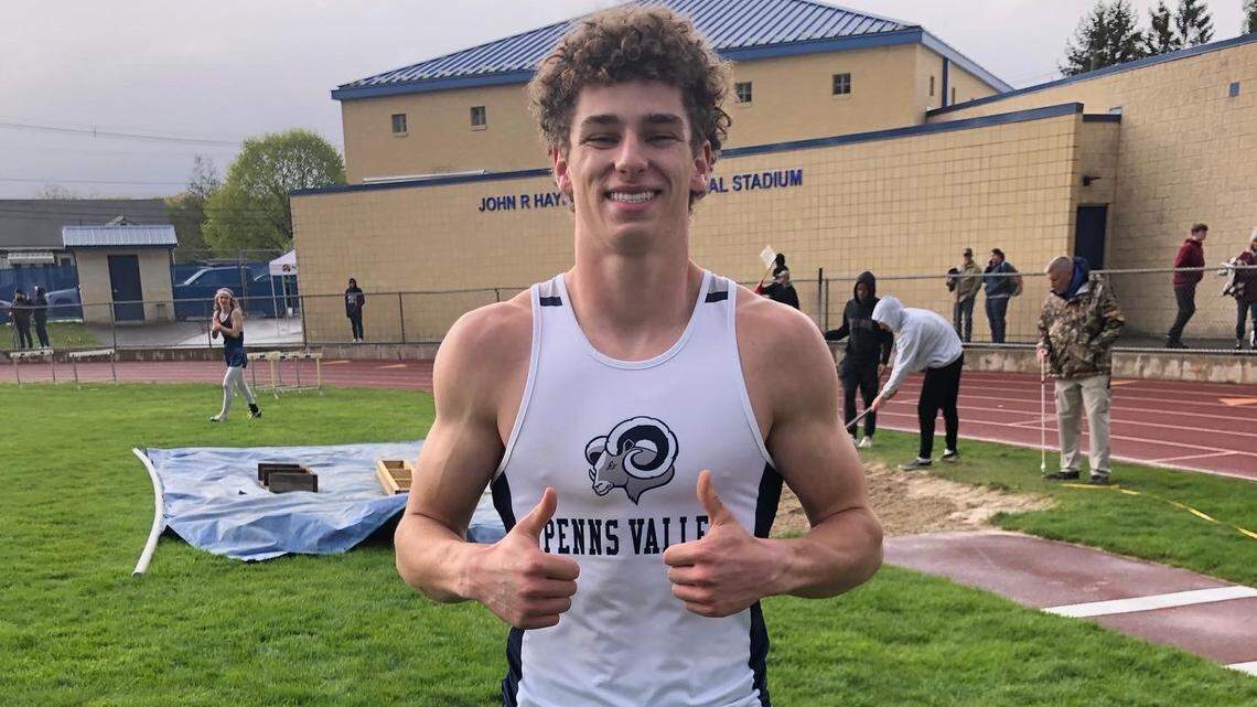 Penns Valley’s Miles Brooks took first place and set a new school record for triple jump with a jump of 43’1.75” at the Bellwood Antis HS Invitational on Monday, May 1, 2023.