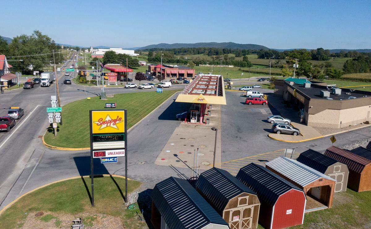 An aerial view of Snappy’s at 2892 Earlystown Road in Centre Hall on Friday, Sept. 15, 2023. Across Route 144 is Sheetz.