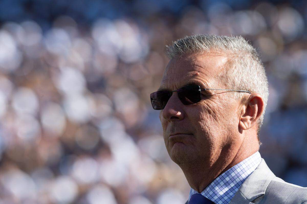 Former Ohio State head coach Urban Meyer watches the Penn State and Ohio State football game at Beaver Stadium on Saturday, Nov. 2, 2024. The Nittany Lions lost to the Buckeyes 20-13.