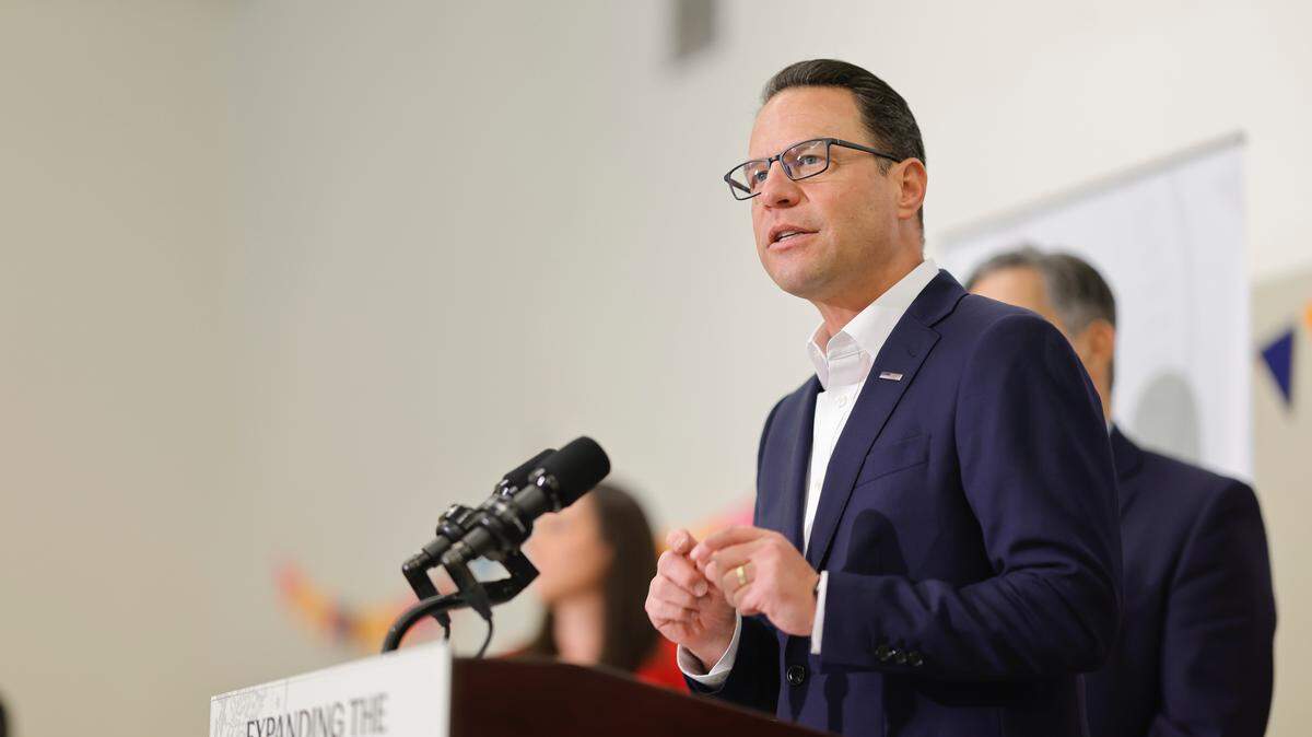 Gov. Josh Shapiro, speaking at a news conference in this file photo, recently introduced a budget proposal with millions allocated for Centre County projects.