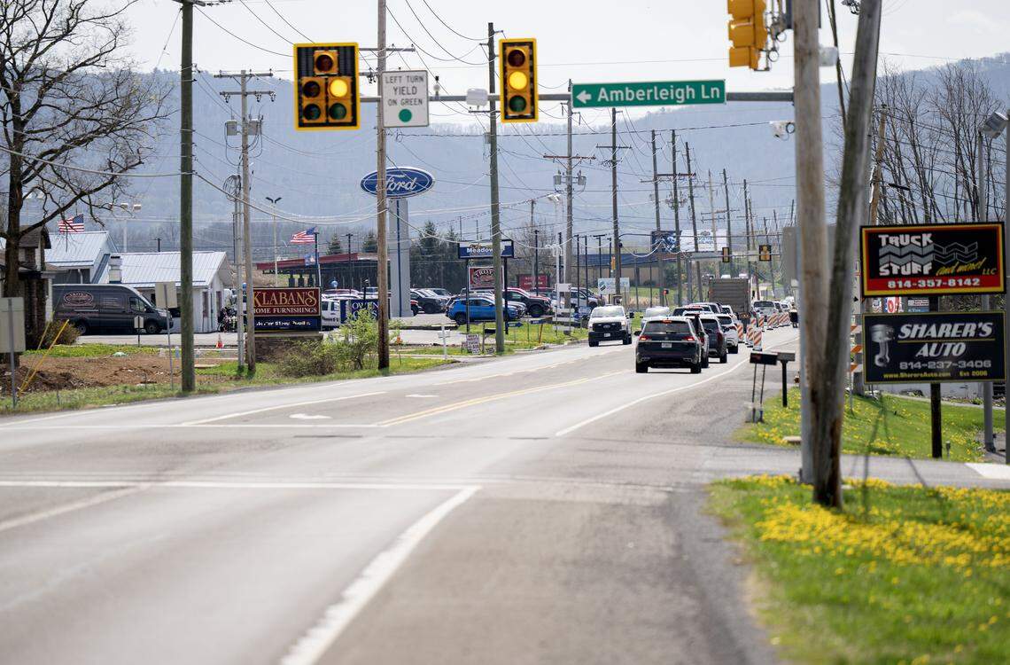 Traffic travels along Benner Pike on Wednesday, April 15, 2026.  