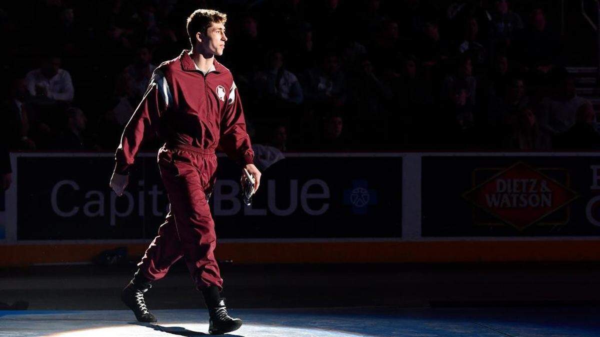 State College’s Cole Urbas, seen here during last season’s PIAA parade of champions, is a step closer to Hershey after winning the District 6 Class 3A title at 195 pounds on Saturday at Altoona Field House. Urbas was named the Outstanding Wrestler at the tournament and will compete in regionals next week.
