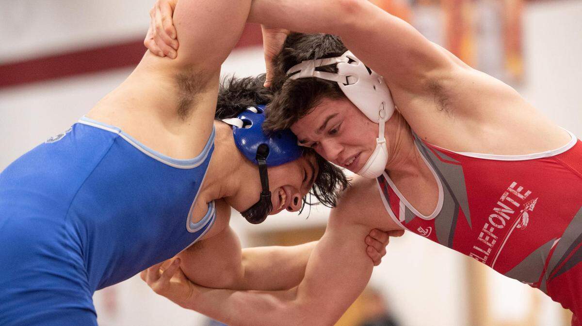 Bellefonte’s Jude Swisher, pictured here in a Feb. 26 photo, is tied with Penns Valley’s Ty Watson (not pictured) for the county lead with 38 wins.